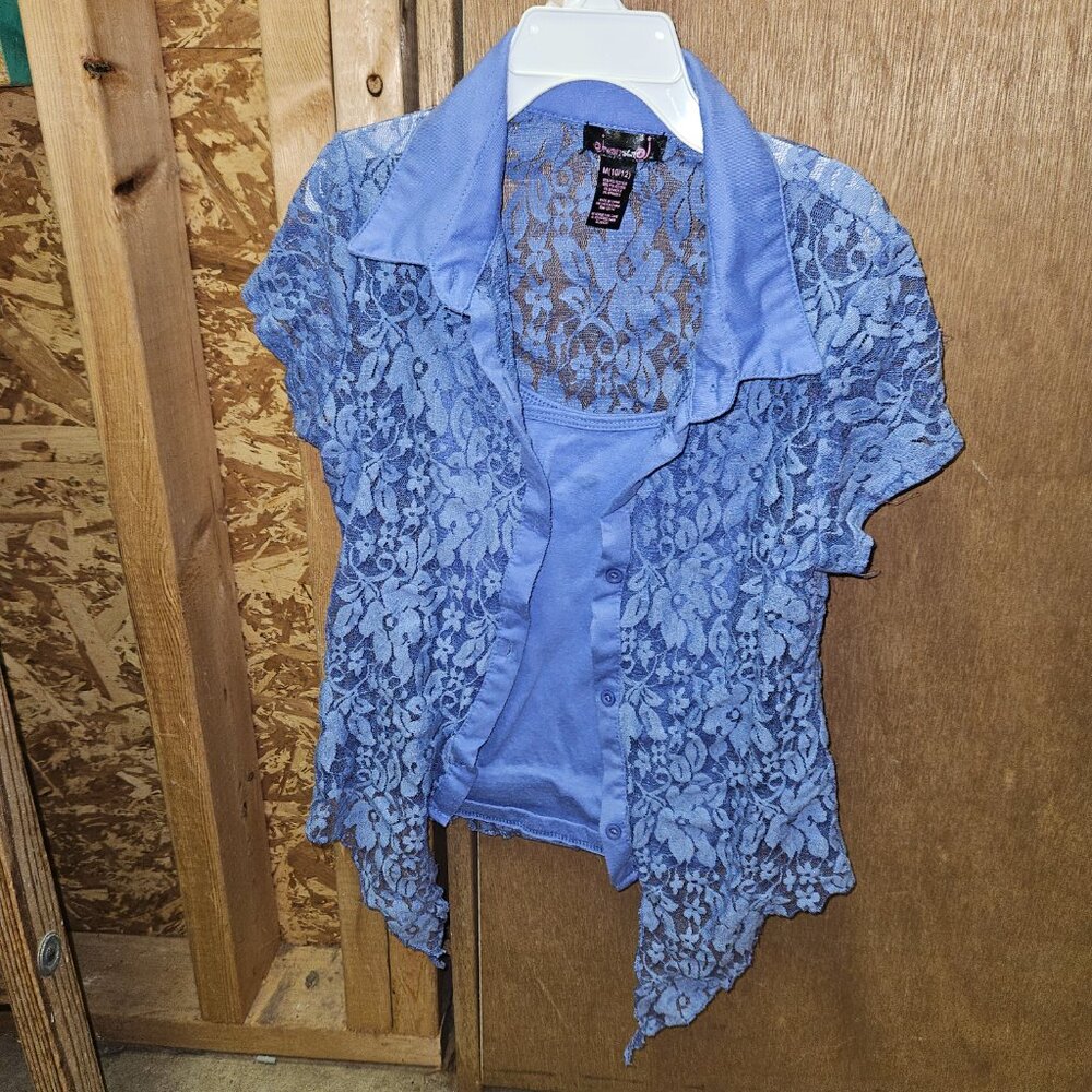 DreamStar Purple Tank with lace overlay - Girls Size 10/12